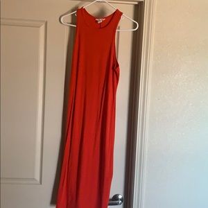 Orange strapless dress